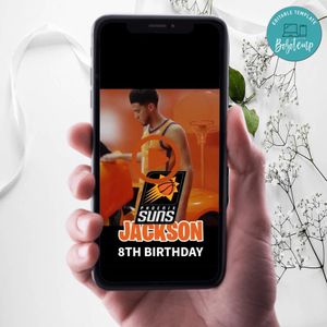 Phoenix Suns Birthday Video Invitation Digital Template Customizable Instant Download