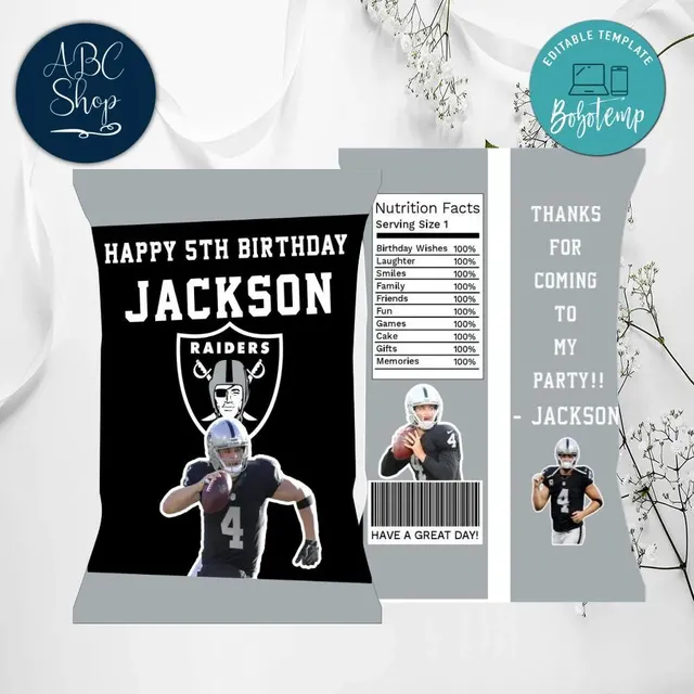 Printable Las Vegas Raiders Chip Bags Instant Download Bobotemp