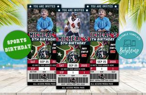 Editable Houston Texans Birthday Ticket Invite Instant Download
