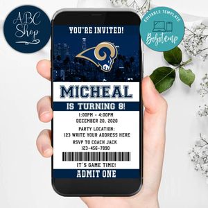 Electronic Los Angeles Rams Electronic Invite Birthday Invites Instant Download