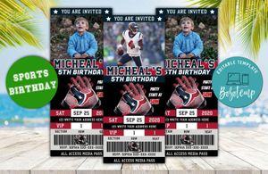 Houston Texans Ticket Birthday Editable Templates Instant Download