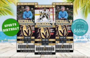 Vegas Golden Knights Ticket Birthday Editable Template Instant Download