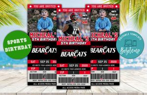 Cincinnati Bearcats Ticket Birthday Editable Templates Instant Download