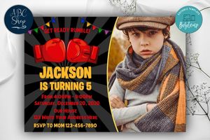 Printable Boxing With Photo Birthday Invitations Instant Download