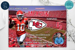 Kansas City Chiefs Tyreek Hil Birthday Invitation Template to Print at Home Instant Download