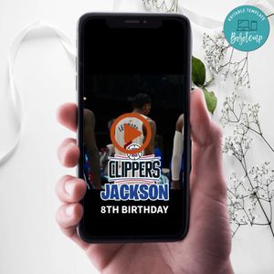 LA Clippers Birthday Video Invitation Digital Template Customizable Instant Download