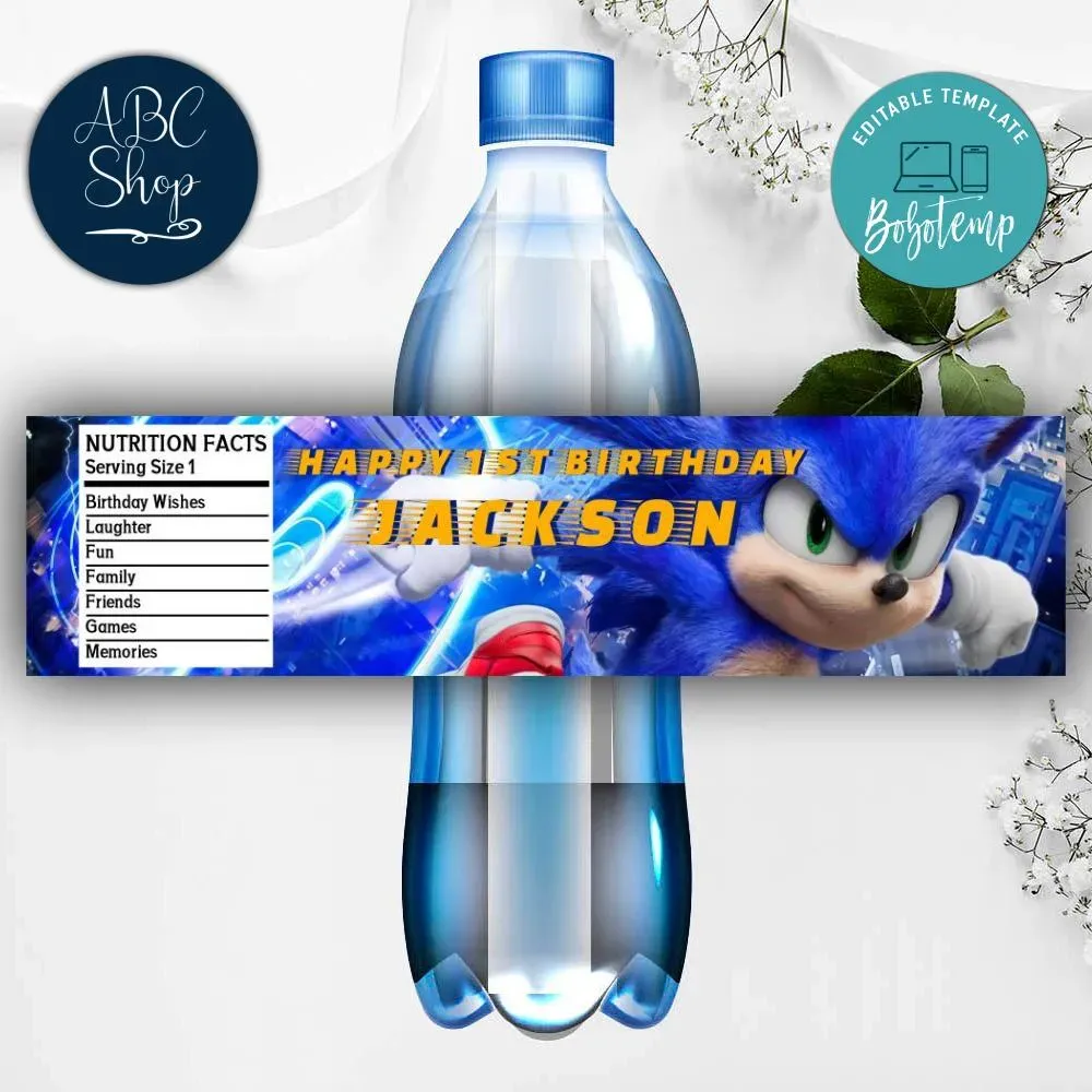 Printable Sonic The Hedgehog Water Bottle Labels Instant Download ...