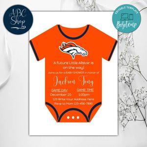 Denver Broncos Baby Shower Invitation Instant Download