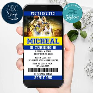 Electronic Stephen Curry Golden State Warriors Electronic Invite Birthday Invites DIY