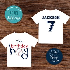 Printable Baseball 7th Birthday Boy Shirt Template Instant Download