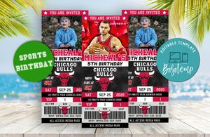 Chicago Bulls Ticket Birthday Editable Template Instant Download
