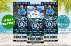Editable Seattle Mariners Birthday Ticket Invite Instant Download