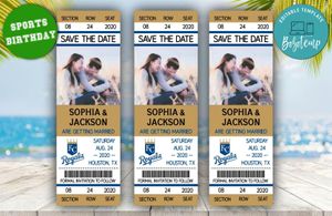 Editable Kansas City Royals  Save The Date Wedding Engagement Announcement Ticket Invitation Instant Download