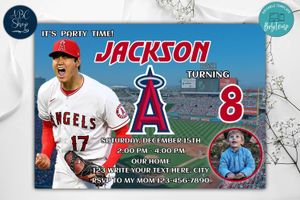 Los Angeles Angels Birthday Invitations Template to Print at Home Instant Download