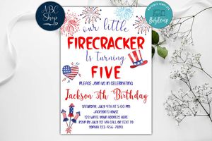 Printable 4th of July Birthday Party Invitation Instant Download