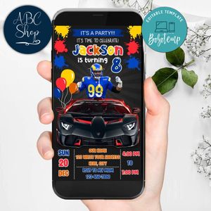 Mobile Aaron Donald Los Angeles Rams Drive By Birthday Parade Electronic Invite Invitation Template Instant Download