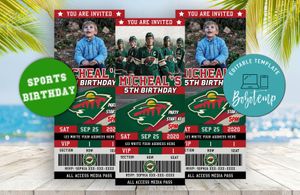 Minnesota Wild Ticket Birthday Editable Template Instant Download