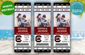 South Carolina Gamecocks Save The Date Wedding Engagement Announcement Ticket Invitation Instant Download