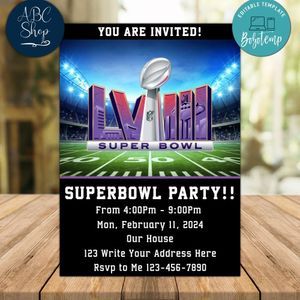 Superbowl Party Invitation Instant Download