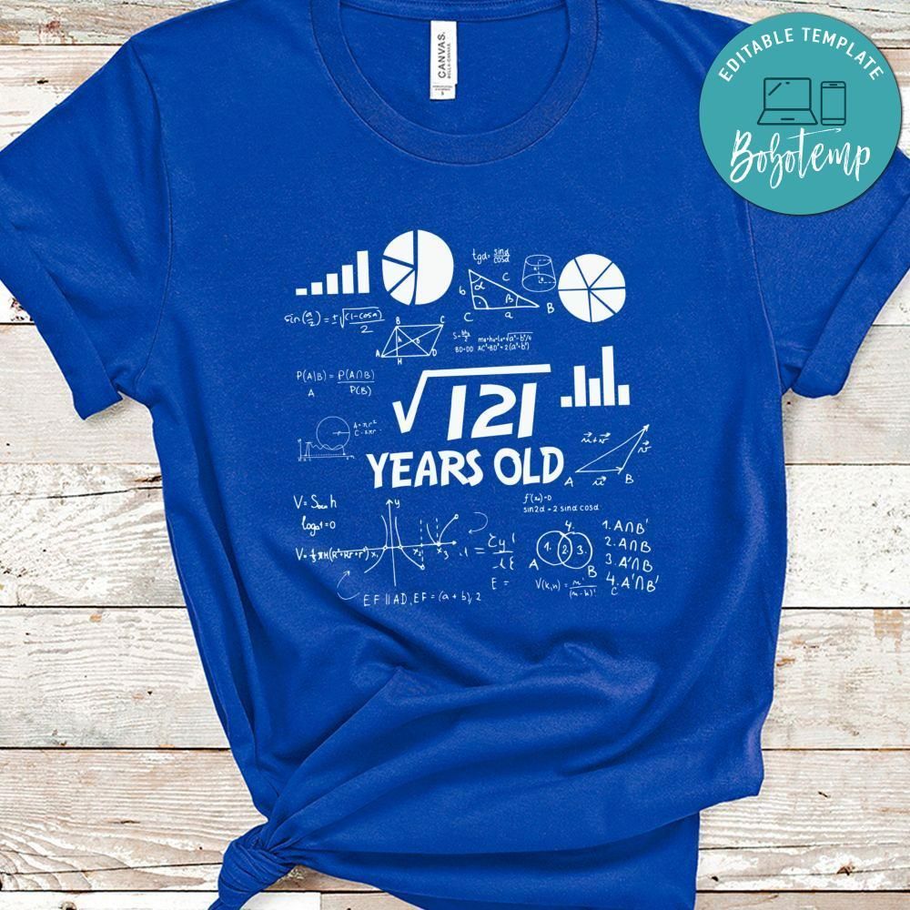Square Root 121 11th Birthday Love Math Shirt