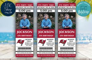 Tampa Bay Buccaneers Birthday Ticket With Photo Invitation Instant Download