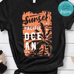 Sunset Pacific Ocean California With Sunset Palm Tree Shirt