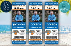 Printable New York Knicks Birthday Ticket With Photo Invitation Instant Download
