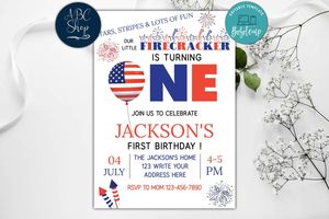 Printable Fourth of July Invitation Instant Download