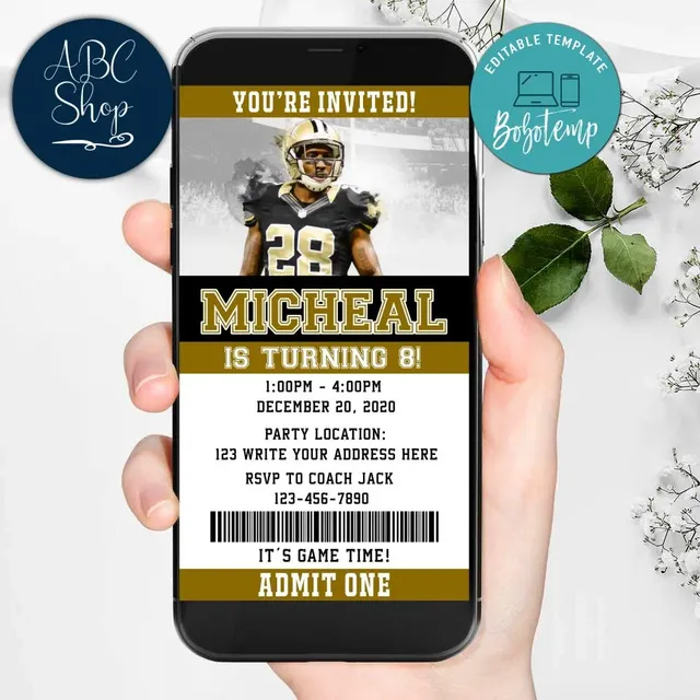 Electronic New Orleans Saints Electronic Invite Birthday