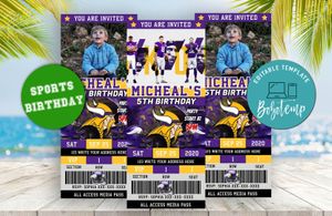 Minnesota Vikings Party Ticket Invite Instant Download