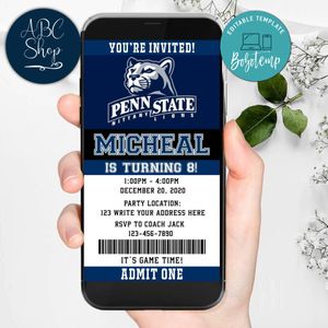 Electronic Penn State Nittany Lion Ticket Electronic Invite Birthday Flyer Instant Download