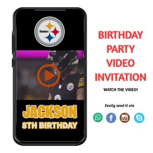 Pittsburgh Steelers Birthday Video Invitation Digital Template Customizable Instant Download
