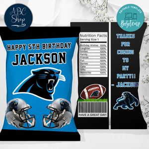 Printable Carolina Panthers Birthday Chip Bags Instant Download