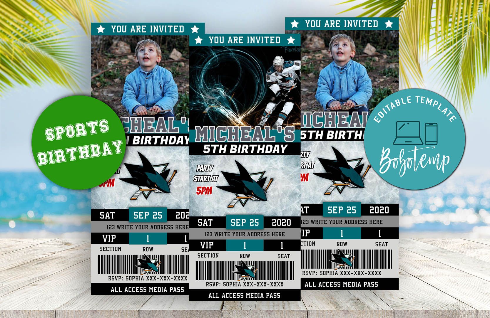 Editable San Jose Sharks Birthday Ticket Invitation | Bobotemp