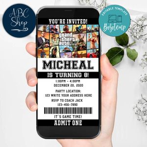 Electronic GTA Ticket Electronic Invite Birthday Invites Instant Download
