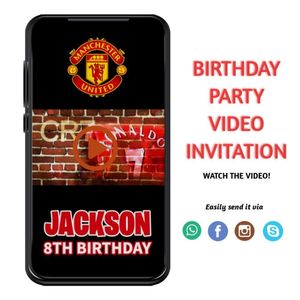 Manchester United Birthday Video Invitation Digital Template Customizable Instant Download