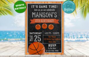 Editable Basketball Birthday Invitation Instant Download