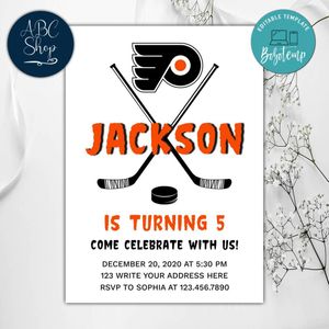Printable Philadelphia Flyers Birthday Invitations Instant Download