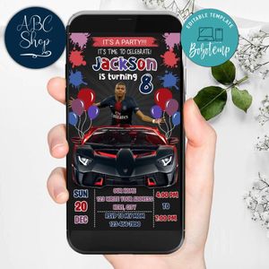 Mobile Kylian Mbappé Paris Saint Germain Drive By Birthday Parade Electronic Invite Invitation Template Instant Download