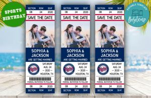 Editable Minnesota Twins  Save The Date Wedding Engagement Announcement Ticket Invitation Instant Download