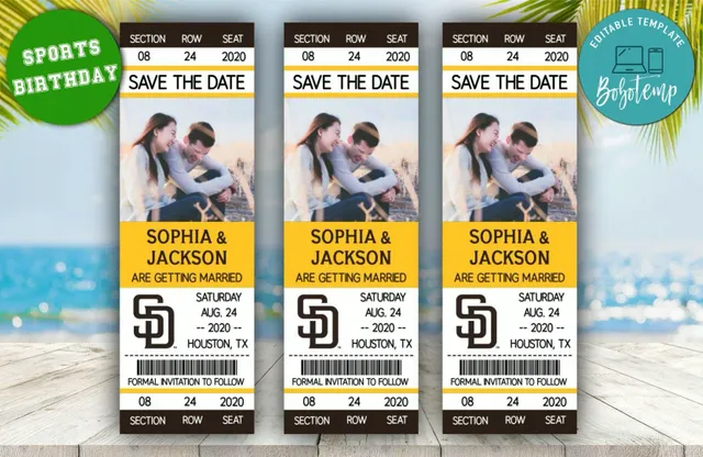 San Diego Padres Save The Date Wedding Engagement Announcement
