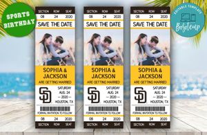 San Diego Padres Save The Date Wedding Engagement Announcement Ticket Invitation Instant Download