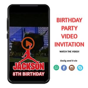 Michael Jordan Birthday Video Invitation Digital Template Customizable Instant Download