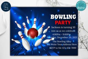Bowling Alley Birthday Invitation Instant Download