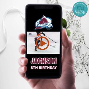 Colorado Avalanche Birthday Video Invitation Digital Template Customizable Instant Download