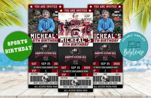 South Carolina Gamecocks Ticket Birthday Editable Template Instant Download
