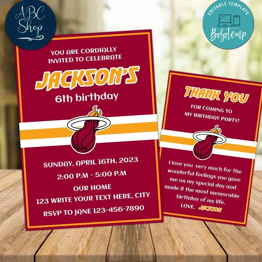 Miami Heat Party Invitations Instant Download | Bobotemp