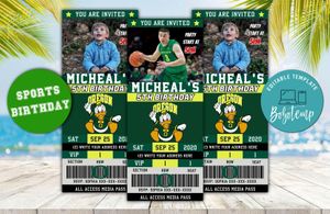 Oregon Ducks Basketball Ticket Birthday Editable Templates Instant Download