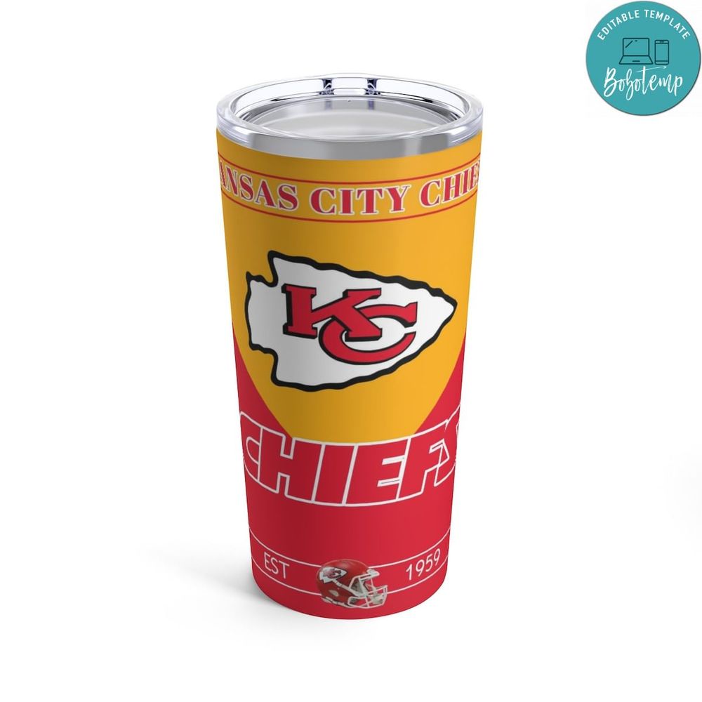 Kansas City Chiefs 20 oz Skinny Tumbler Customizable Design Template Instant Download