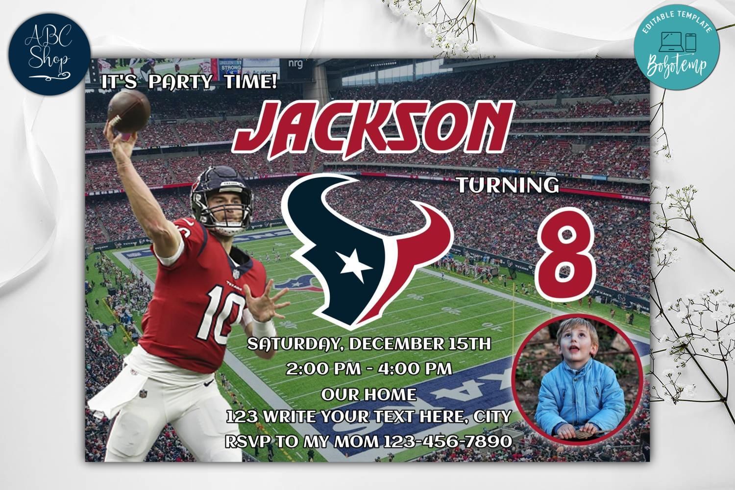 Houston Texans Birthday Invitation Instant Download Bobotemp